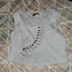 Gray Crop Top